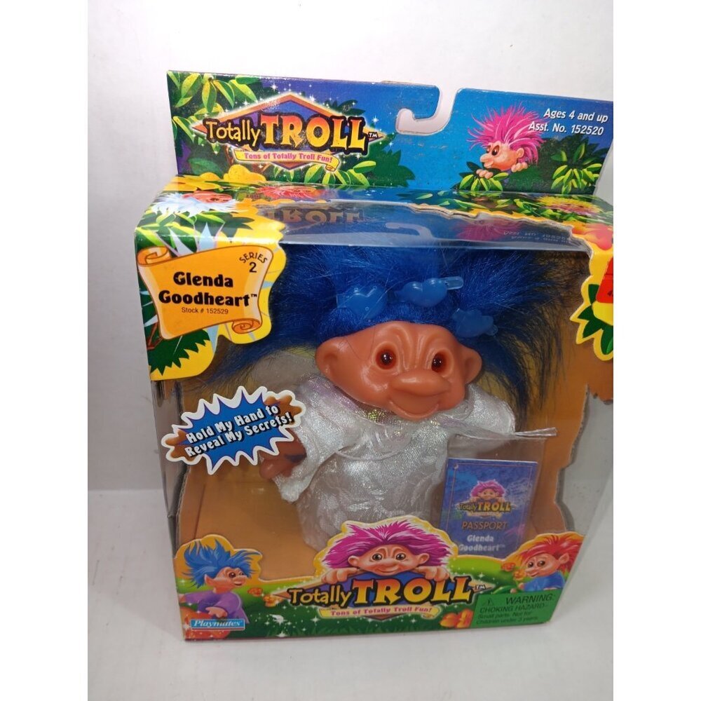 New Vtg 2001 Totally Troll Glenda Goodheart Playmates Blue Hair Dam Trolls - Picture 3 of 6